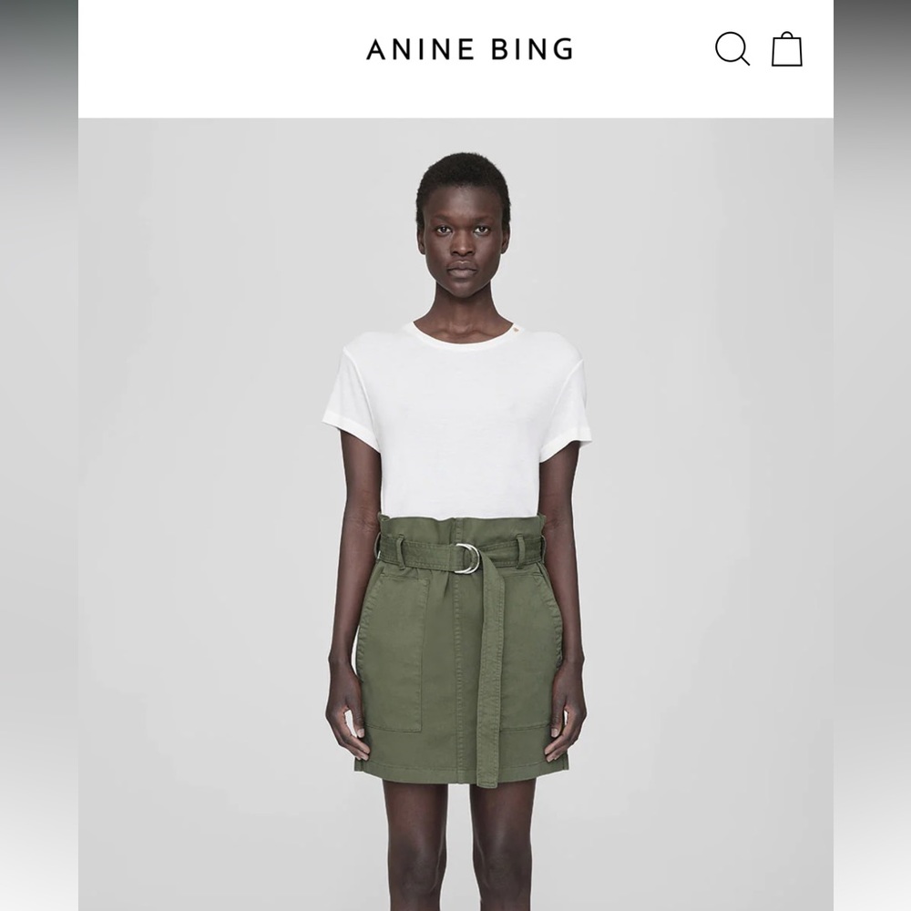 NWT Anine Bing Aveline Skirt; army green, size xs